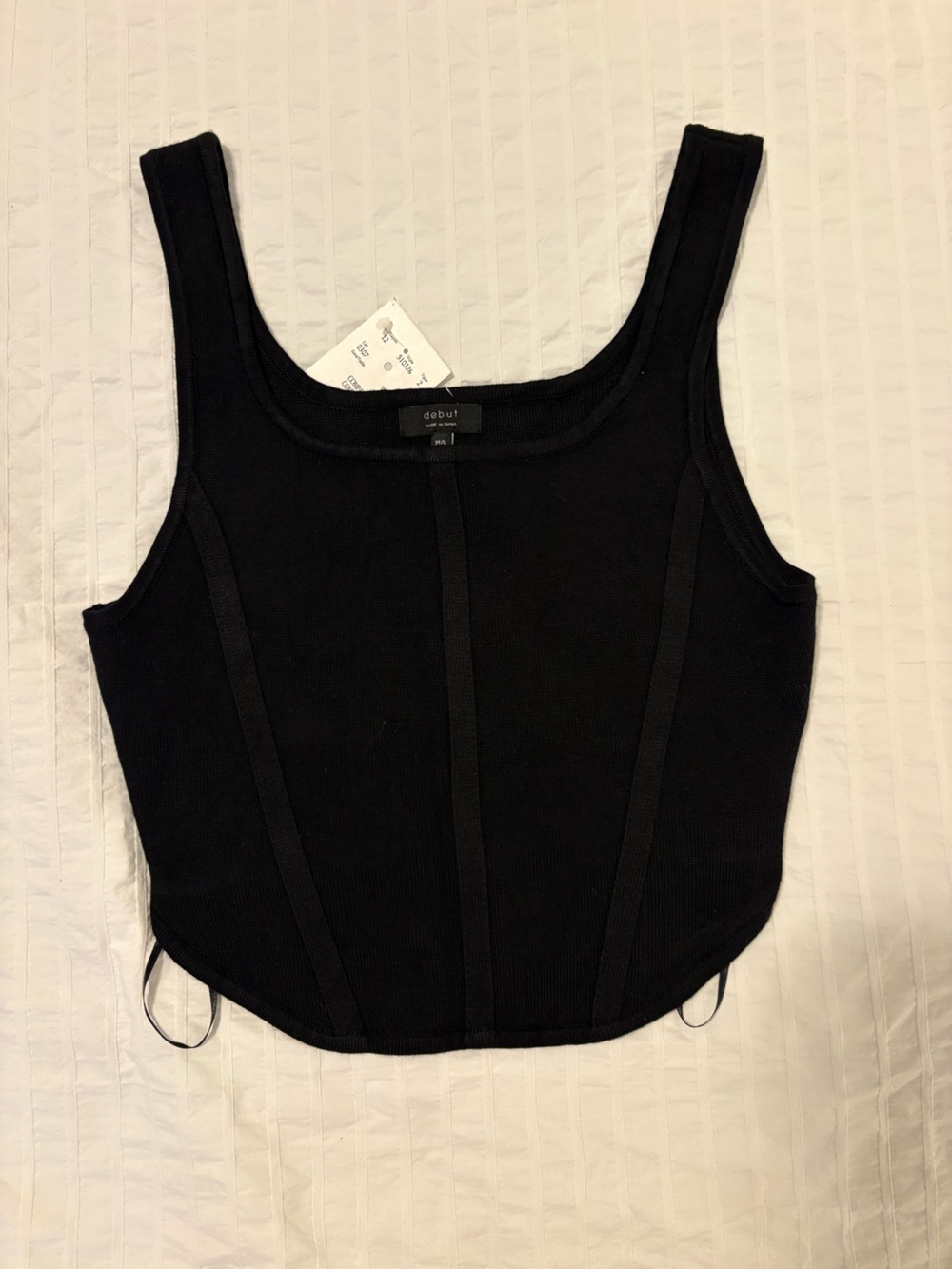 debut Black Ribbed Scoop Tank